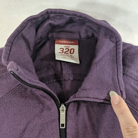 Icebreaker Sport 320 Women XS Merino Purple 1/4 Zip Long Sleeve Shirt Sweater - Picture 7 of 13